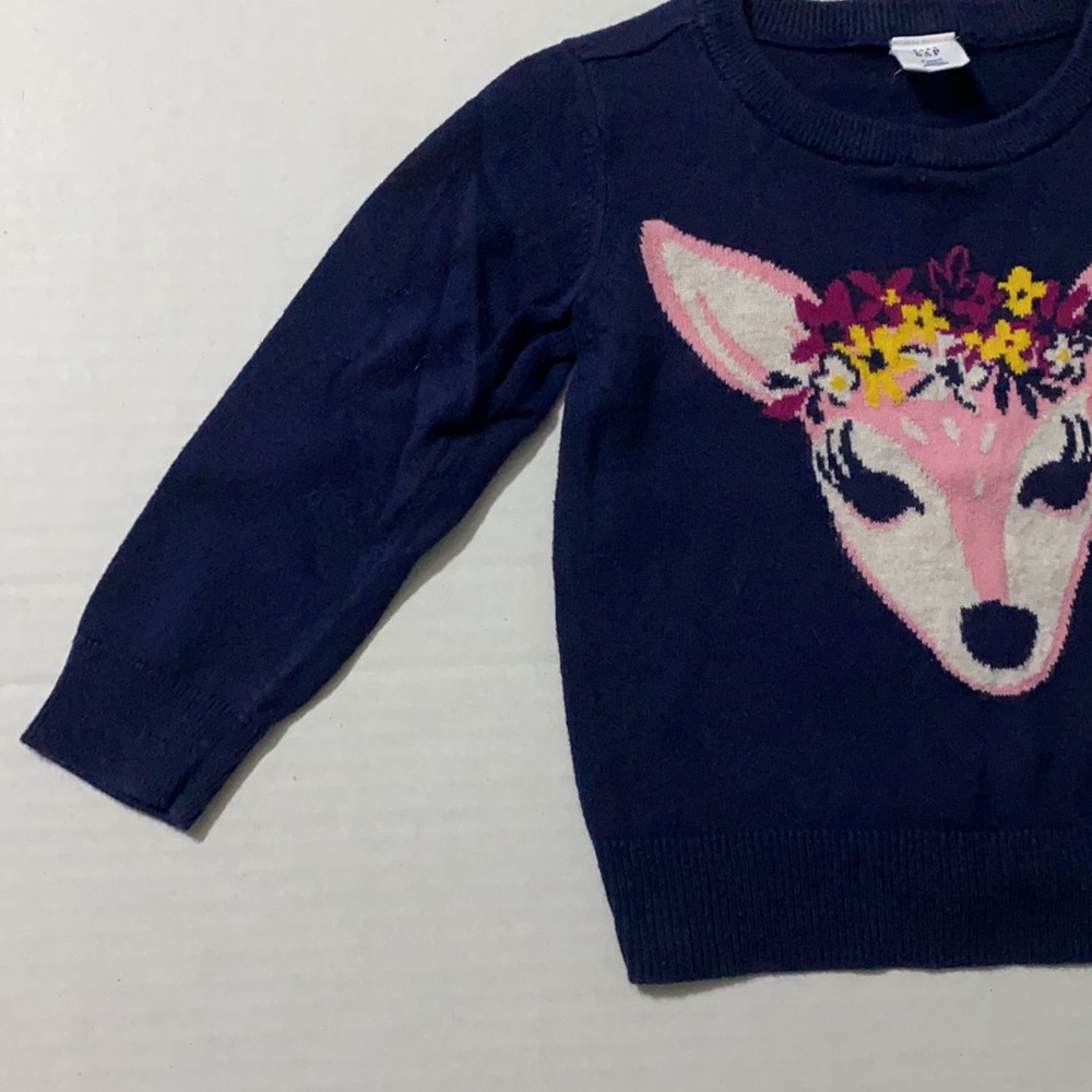 Gap 2T Navy Reindeer Sweater - Picture 3 of 6
